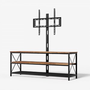 Joxiqon TV Stand with Mount, Swivel TV Stand Mount for 32/45/55/60/65 inch TVs, Height Adjustable TV Entertainment Center with Cable Management, Rustic Brown