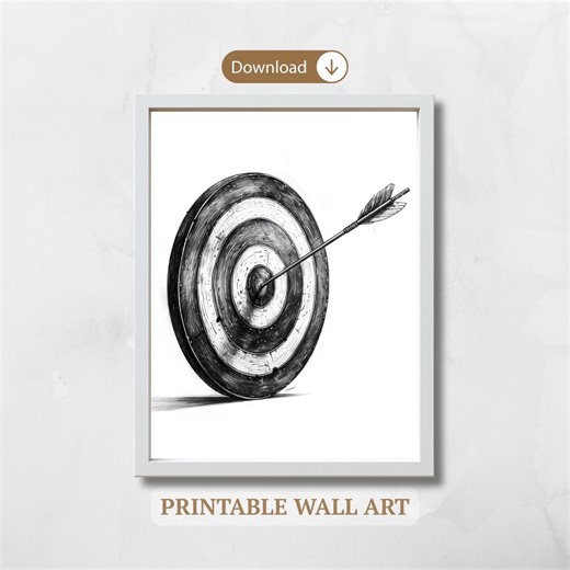 Bullseye Target Arrow Poster, Pencil Sketch Target Illustration, Black and White Minimalist Wall Art, Printable Motivation Art Decor - Etsy
