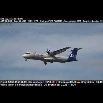SAS ATR72-600 Landing at Hamburg Airport from Copenhagen | SE-MKA | 20 September 2025