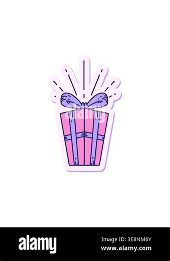 attention grabbing animation of sticker of a tattoo style christmas present Stock Video Footage - Alamy