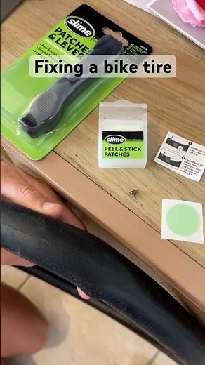 Fixing a bike tube with ￼Slime Peel and Stick Patches #￼biking #tire #fix