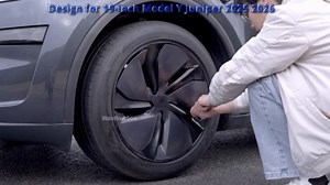 19 Inch Hubcaps Design for Model Y Juniper 2025 2026 Set of 4 Wheel Covers 4pcs with Center Caps 19" Durable ABS Plastic Rims Caps Matte Black for Model Y Juniper Accessories Snap On