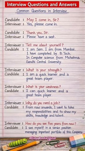 Interview Questions and answers l interview l common interview Questions and answers