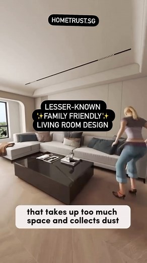 Want to renovate your living room but wish to explore different options and layouts? Try this new interior design style that’s also family friendly, space saving and easy to clean! Save this or send this to someone who’ll need this! 😏❤️ P.S. Check out @hometrust.sg for over 3.5k reviews of interior designer firms by real homeowners! ✨ | Hometrust.sg