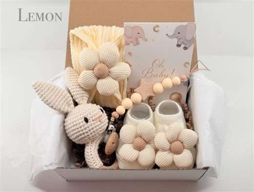 Baby Gift Set, Newborn Keepsake Basket, Baby Shower Surprise, Bunny Teether Collection - Etsy