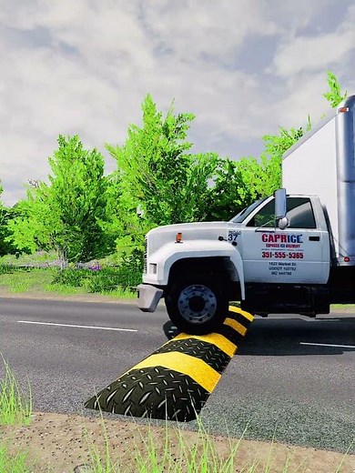 Truck vs speed bump easily but their loads are heavy #580 #zhiengameplay #beamngdrive #speedbumps