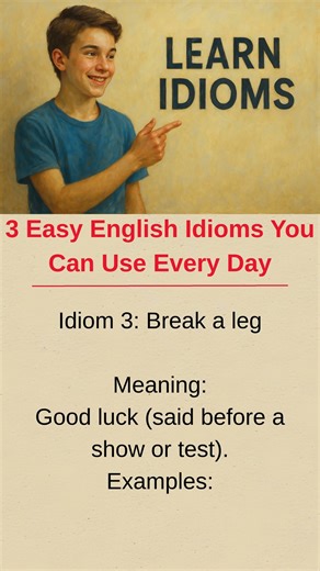 3 Easy English Idioms You Can Use Every Day #learnenglish #a1english #a2english #englishidioms