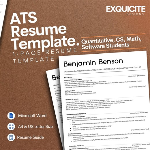 Word Resume Template ATS Compatible   Cover Letter Minimal Clean Resume Professional CV A4   US Letter Instant Download - Etsy