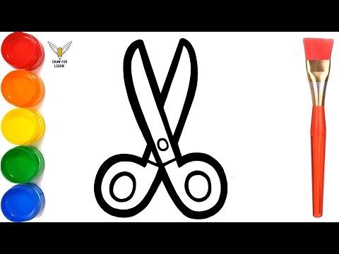 How to Draw scissors drawing, Painting and Coloring for Kids & Toddlers | Draw, Paint and Learn