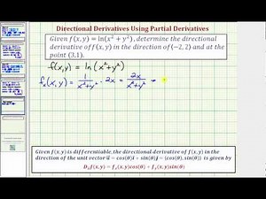 Ex 3: Find a Value of a Directional Derivative - f(x,y)=ln(x^2+y^2)