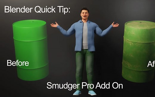 iBlender中文版插件 Smudgr Pro 一键做旧缺陷刮痕脏污磨损污渍 Blender教程