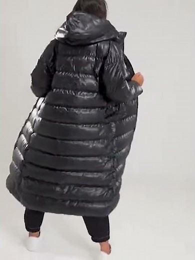 NIKE City Hooded Parka Puffer-Jacket Coat Women Shiny Glossy Wetlook Black | JD Sports