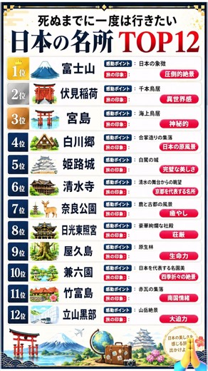 死ぬまでに一度は行きたい！日本の名所TOP12