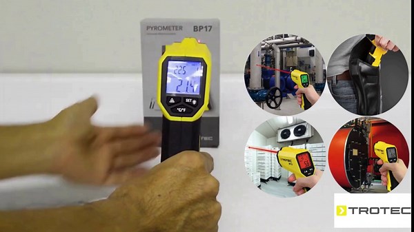 BP17 Infrared Pyrometer | Wireless Non-Contact Surface Temperature Measurement 10:1 Range -58 to 716°F | IP54 Rated | Visual and Acoustic Alarm System | Energy-Efficient with Automatic Shutdown