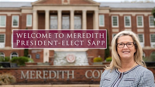 The Meredith community welcomes President-Elect Dr. Aimee Sapp as the ninth president of Meredith College! She will begin her term on July 1. With 25 years of experience in higher education, we are excited to see her lead our campus. To learn more about Dr. Sapp, visit the below. www.meredith.edu/news/meredith-college-names-aimee-sapp-its-ninth-president/ #MCGoingStrong #MeredithCollege | Meredith College