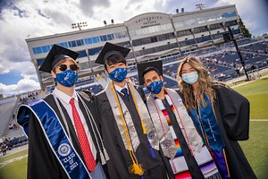 Two years of graduating classes – the Classes of 2020 and 2021 – were honored last week for the first time in University history in Mackay Stadium. The eight in-person Commencement exercises stretched throughout the week, starting on a sun-splashed morning on Wednesday before they wrapped up under surly northern Nevada skies on Saturday afternoon. Congratulations #NVGrads for never losing your focus, for always looking out for others and for demonstrating “The Wolf Pack Way!” #GoPack | Universit