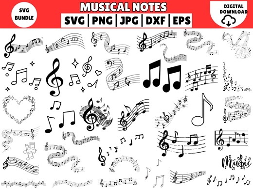 Music Notes Svg Bundle, Music Symbols Svg, Music Notes Png Clipart, Musical Notes Svg Files for Cricut, Silhouette, Vector, Digital Download - Etsy