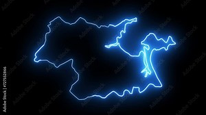 Animated map of Da Nang in Vietnam with glowing neon effect