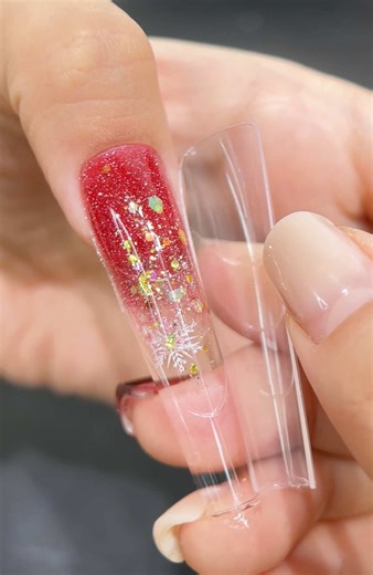 Make extension nails with dual form! Try this sandwich nail hack Christmas Edition #nailedit#nailtrend#nailchallenge#sandwichdualform#nailextension