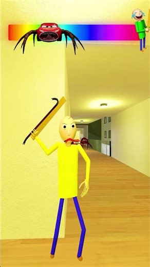 Yellow Baldi vs McQueen Car Eater in Hotel GMod