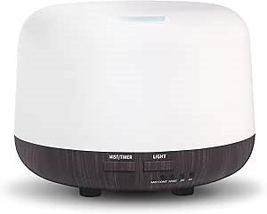 300ML Essential Oil Diffuser, Electric Ultrasonic Aromatherapy Air Humidifier vaporiser, Aroma Diffuser with Remote Control 7 LED Light Colors Waterless Auto-Off.