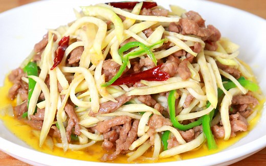 茭白炒肉丝，有人过水，有人直接抄，教你正确步骤，好吃又入味