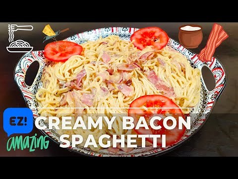Creamy Bacon Spaghetti | Easy Cream Sauce Pasta | Bacon Pasta