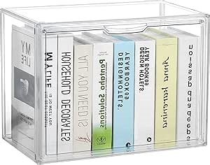 Cube Storage Organizer Acrylic Book Case Display Case Box Stackable Book Storage Containers With Magnetic Door Clear Plastic Portable Organizer For Living Room Bedroom 1 Pack