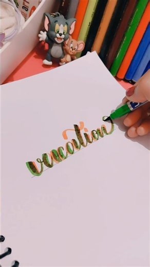 Vacation 💚🧡 how to write in calligraphy writing #howto #writer #calligraphy #shortvideo #shorts