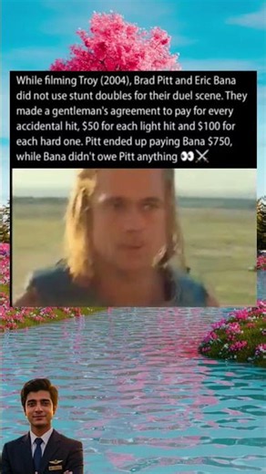 Brad Pitt Paid $750 For Accidental Hits In Troy! ⚔️💰 #Shorts #Troy2004 #BradPitt #EricBana #Movie