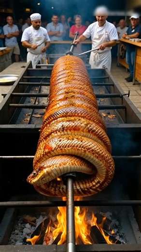 Biggest Python roasting in china restauran. #streetfood #food #chinesefoods #snakes P-8
