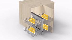 Blind Corner Cabinet Pull Out 2 Tier, Left & Right Blind Corner Cabinet Organizer for 18" W, Cabinet Pull Out 4 Shelves, Chrome, Slide Out Drawers for Kitchen or Bathroom Cabinets