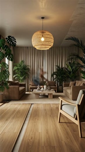 Luxury Tropical Living Room Walk-through | Wood, Resin & Warm Lighting