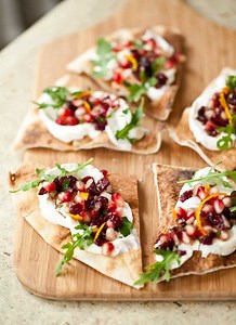 Ricotta Flatbread with Cranberry Pomegranate Salsa