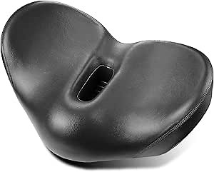 Noseless Bike Seat for Men Women Comfort - Oversized Noseless Bicycle seat Suitable for City, Electric Bikes, Wide Noseless Bike Saddle Cushion, Black