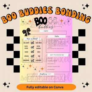 Editable Boo Buddies Activity Sheet – Spooky Fun for Teams, Classrooms, & Friends! - Etsy