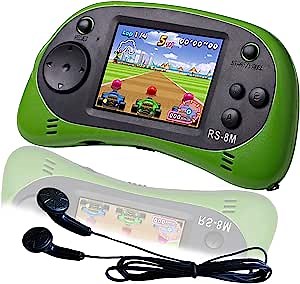 EASEGMER 16 Bit Kids Handheld Games Built-in 220 HD Video Games, 2.5 Inch Portable Game Player with Headphones - Best Travel Electronic Toys for Kids Age 3-10 Years Old Children (Green)