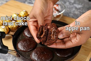 mini choco lava cake in appam pan | eggless chocolate lava cake in appe pan
