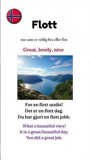 Learn Norwegian: Flott. #learnnorwegian #norwegianvocabulary #norwegianlanguage #norskkurs