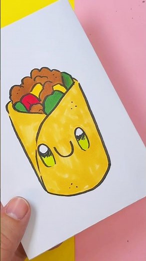 How to draw a kawaii burrito step by step