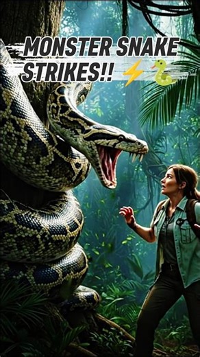 GIANT PYTHON ATTACKS A WOMAN IN THE JUNGLE! 😱🐍 #python #ai #shorts