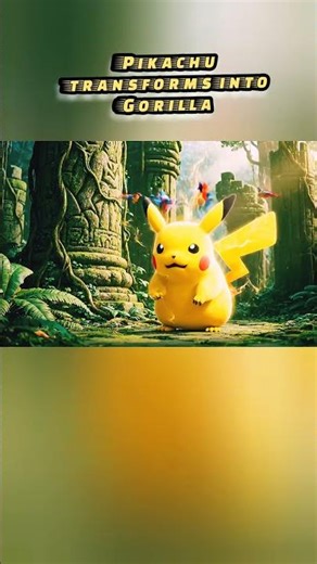 Pikachu transforms into gorilla: jungle power unleashed! #PikachuGorilla #EpicJungle