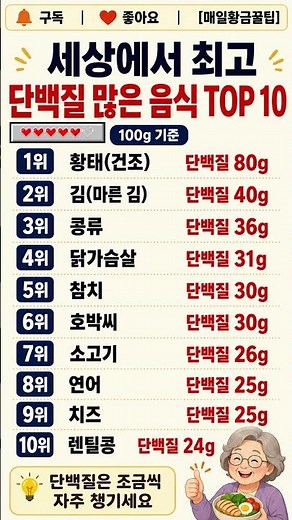 세상에서 최고 단백질 많은 음식 TOP 10, 알고 드세요
