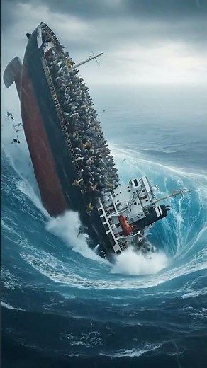 Ship Sinks in Massive Whirlpool! 🌀 巨大な渦に船が沈む！ 배가 거대한 소용돌이에 침몰!