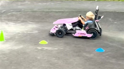 Three-year-old girl amazes everyone by riding go-kart like a seasoned racer