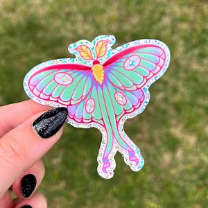Luna Moth Sticker | Glitter Moth Decal | Moon Moth Sparkly Sticker - Etsy