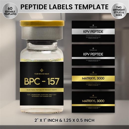 Peptide Label Templates Bundle, Peptide Printable Label, Peptide Therapy Canva Template, Peptide Marketing LABEL Template - Etsy