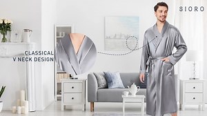 Watch mens satin robe silk robes for men bathrobe men kimono robe on Amazon Live