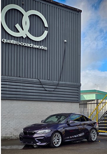 Project M2 colour change complete!!💜 All thats left for this build is a full detail by @unique detail , PPF by @Wrapit and finally new badges and grilles to put the finishing touches on this stunning 1of1 Techno violet M2. #bmw #m2 #mpower #bmwtiktok #quattrocoachworks