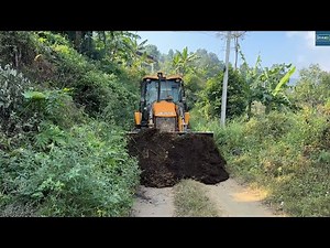 Scenic Mountain Nature-Smoothening Alternative Mountain Road by a Village-JCB Backhoe